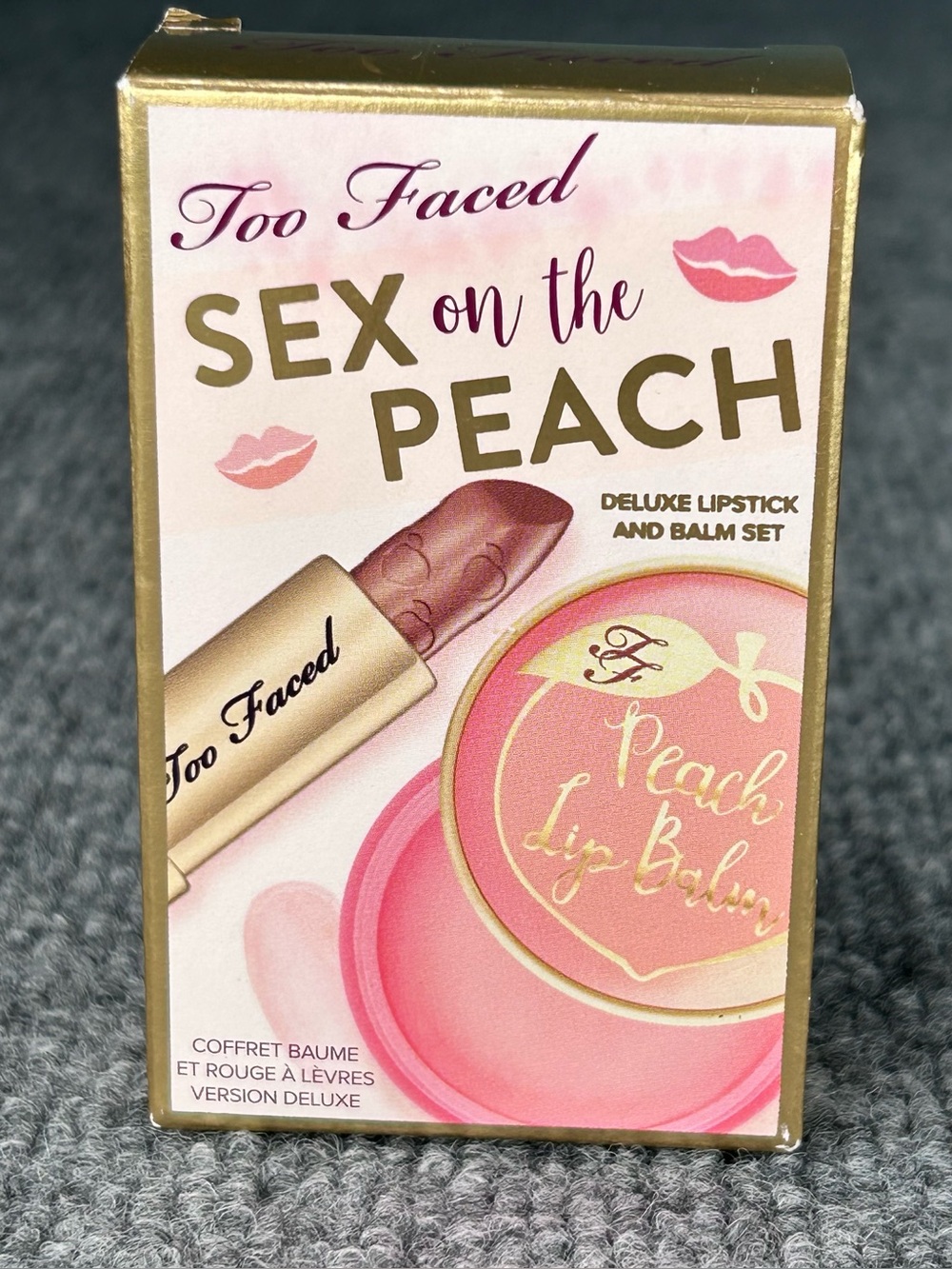 TOO FACED Sex on The Peach 🍑 Mauve Lipstick & Balm Set ~ RARE HTF ~ Brand New